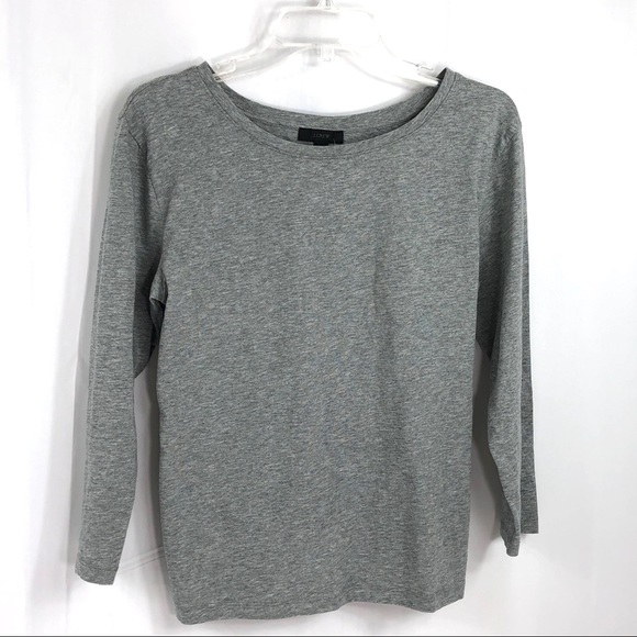 J. Crew Tops - J. Crew Twist Hem Gray Cotton Long Sleeve Tee M